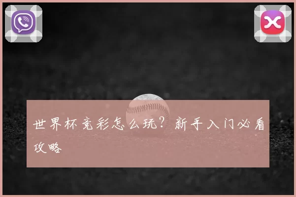 世界杯竞彩怎么玩？新手入门必看攻略
